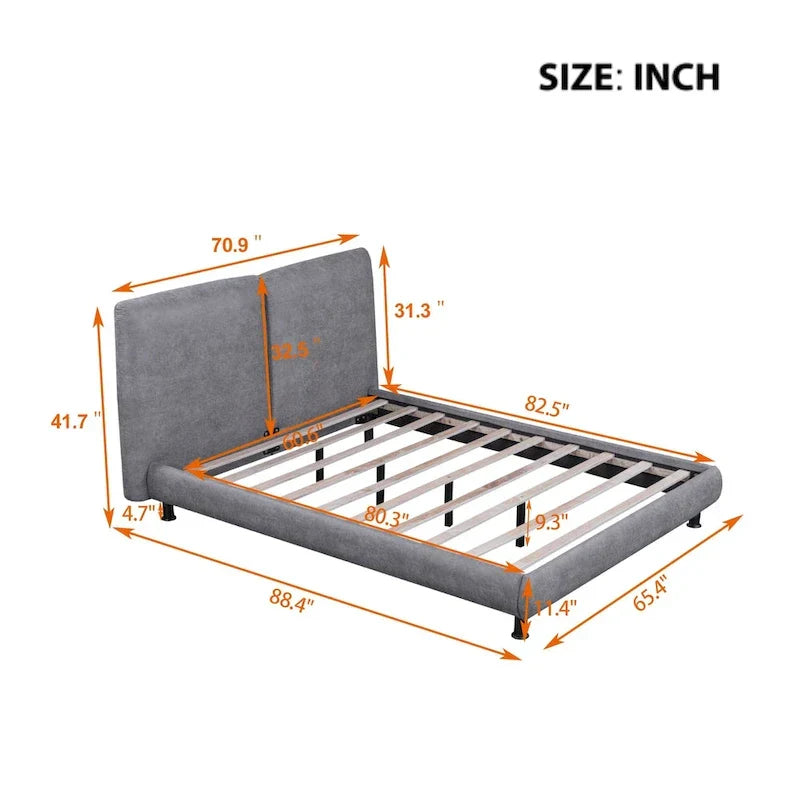 Queen Platform Bed with Dual Oversized Headrests - image 7