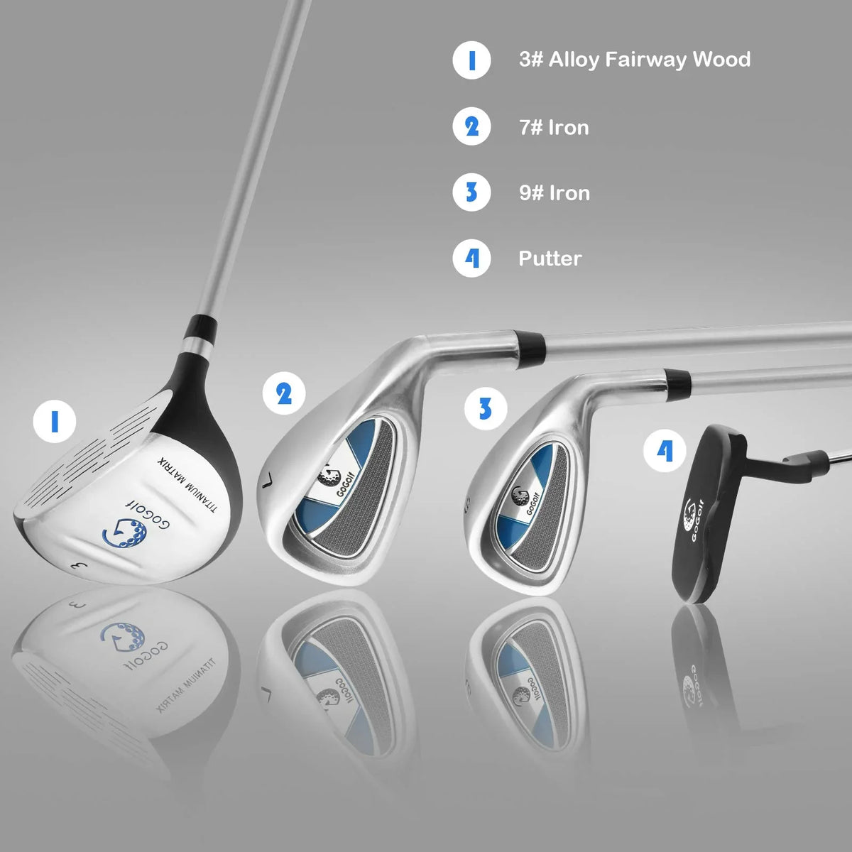 Junior Complete Golf Club Set for Age 8 to 13, Includes 3# Fairway Wood, 7# & 9# Irons, Putter - image 8