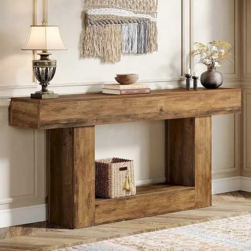 Rustic 2-Tier Entryway Table for Living Room, Hallway, and Foyer - image 4