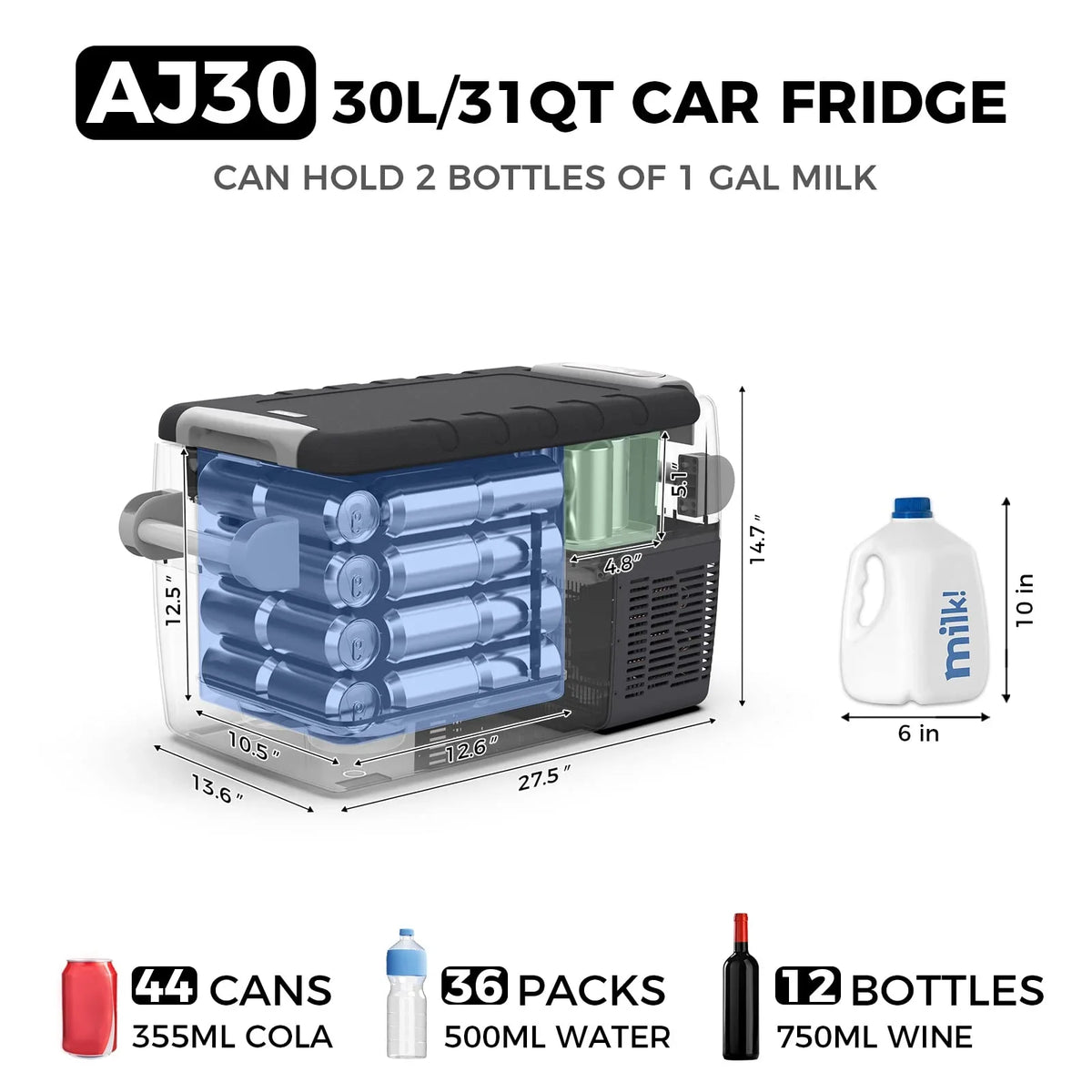 Setpower 12V Portable Refrigerator Freezer, 32 Quart Outdoor Fridge for Camping,Car Refrigerator,Electric Cooler for Truck, RV, Travel,3-Year Warranty - image 4