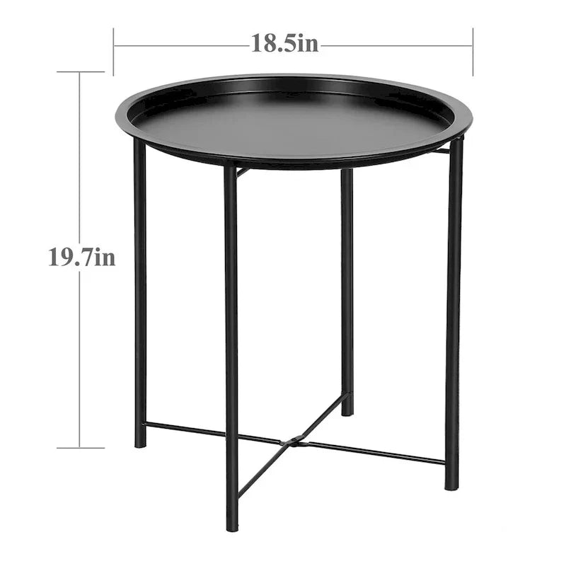Javlergo Set of 2 Folding Round Steel TV Tray Tables - Compact Side Tables, No Assembly Needed - Dimensions: 18.5 x 18.5 x 19.7 in - image 36