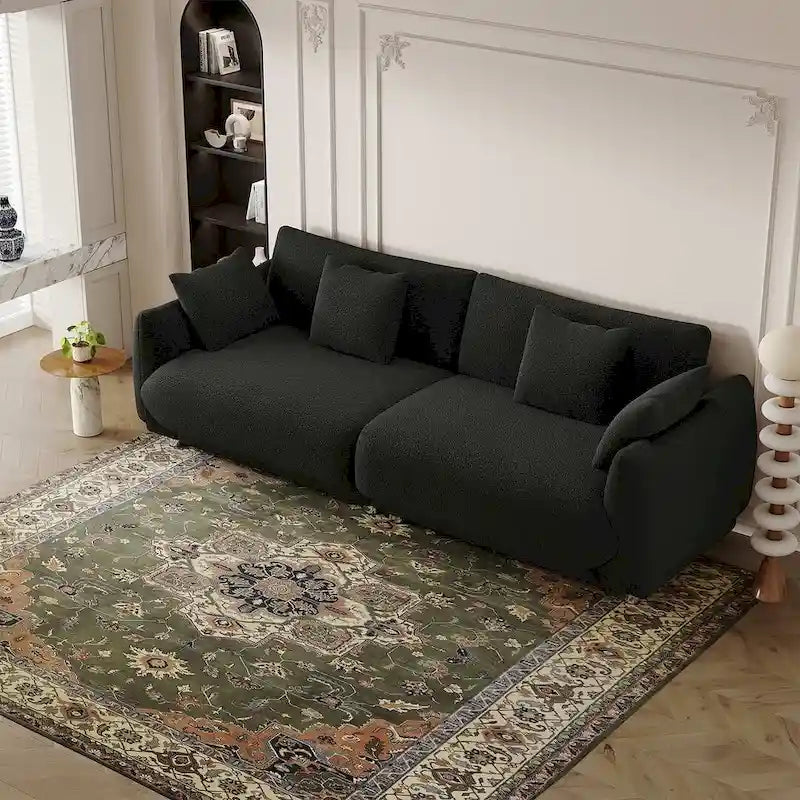 86.6" Contemporary Teddy Velvet Triple Sofa with 4 Cushions and Metal Legs - image 5