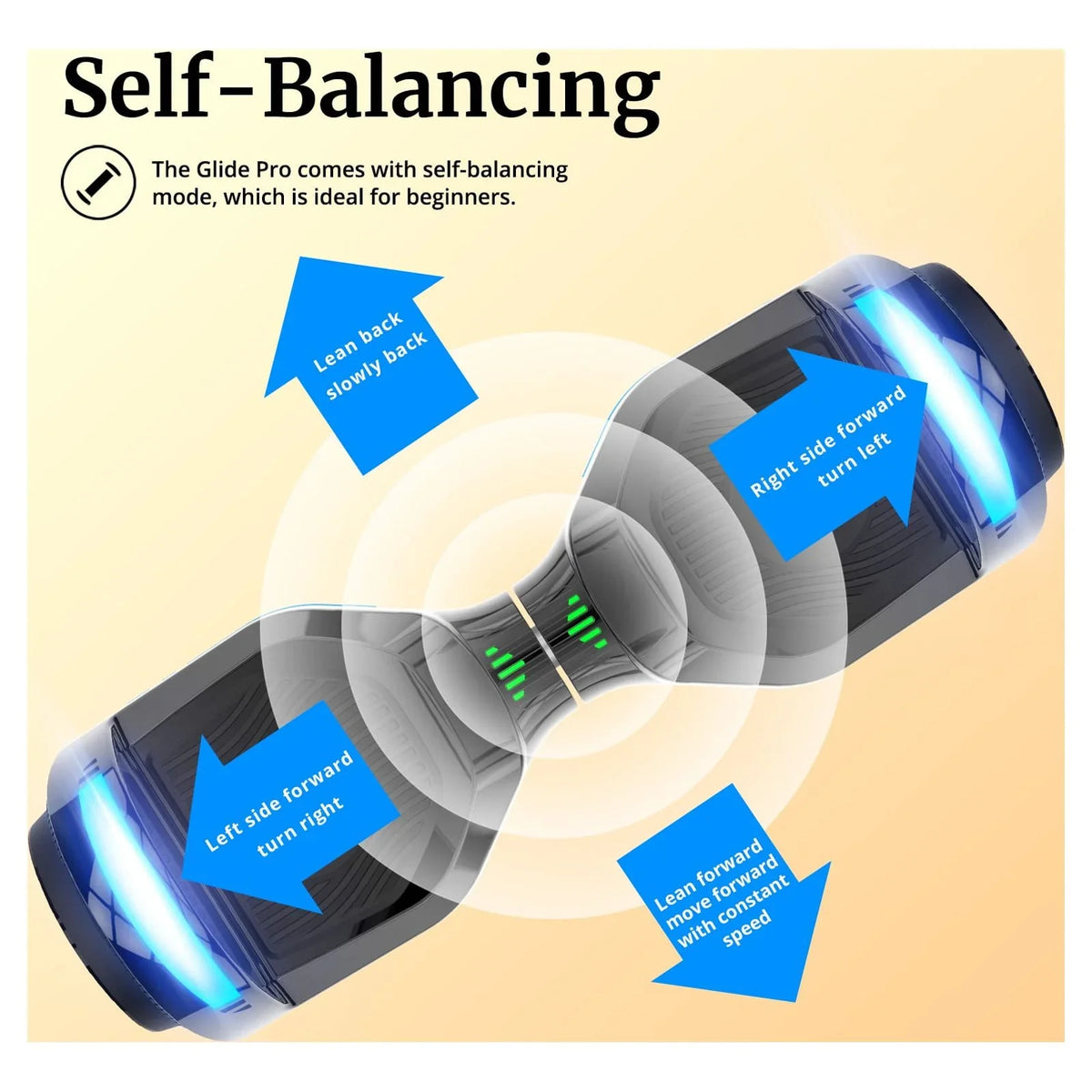 GOTRAX GLIDE PRO Bluetooth Hoverboard, 6.5" Wheels and 7 Colors Lights Self Balancing Scooters for 44-176lbs Kids Adults Silver - image 2