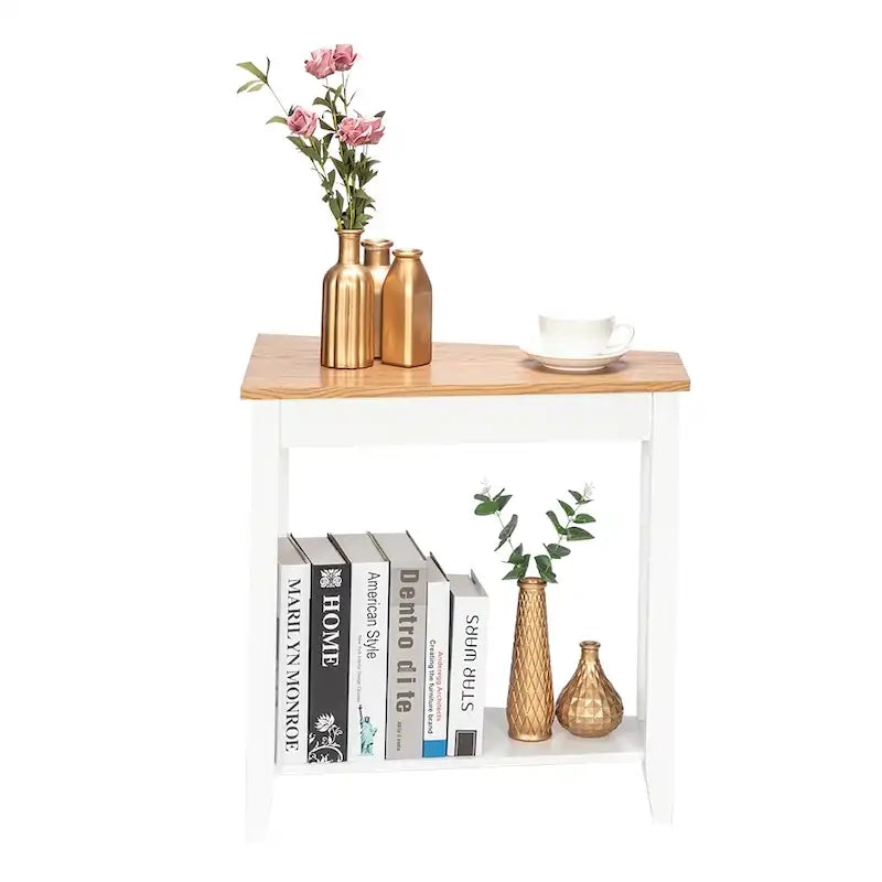 White MDF 24-Inch Wide 2-Tier Narrow Nightstand and Sofa Table - image 2