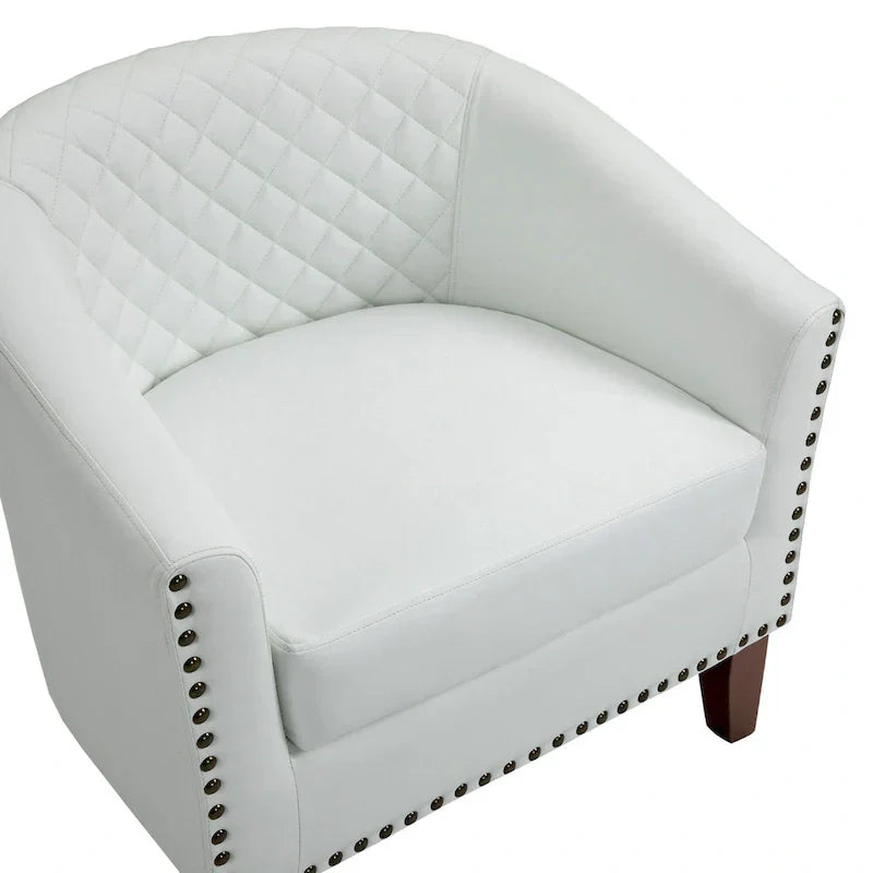 Ethan Barrel Accent Chair in PU Leather with Nailhead Detailing - image 29