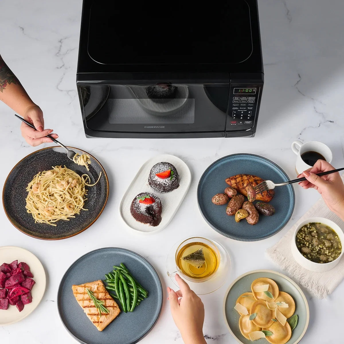 Farberware Countertop Microwave Oven with LED Lighting & Child Lock, 0.7 Cu Ft Black - image 7
