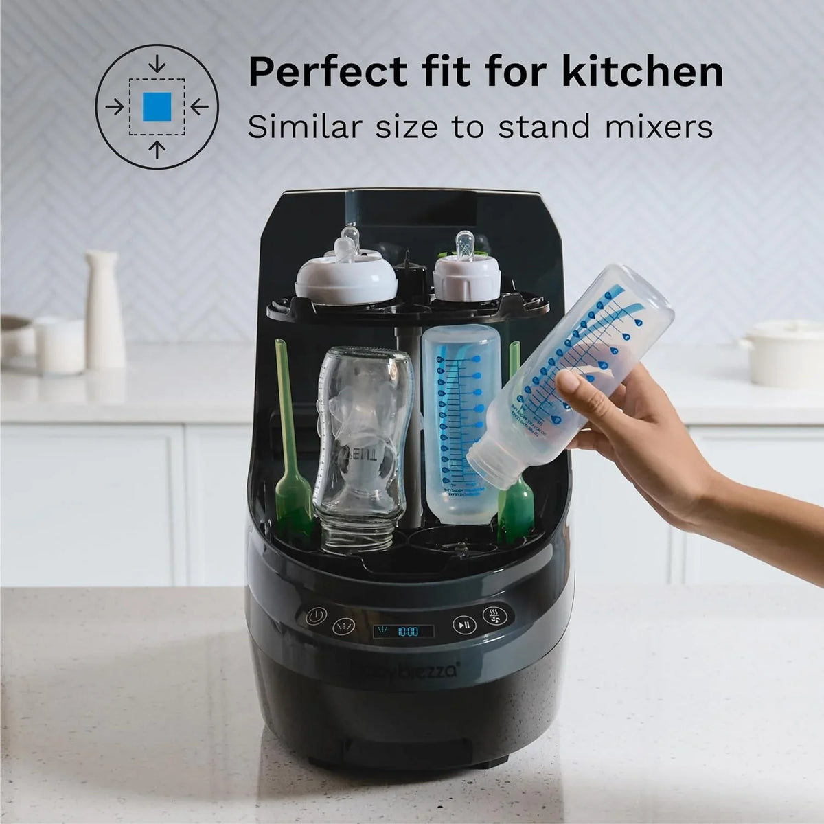 Baby Bottle Washer Pro - Baby Bottle Washer, Sterilizer + Dryer - All in One Machine Cleans Bottles, Pump Parts, & Sippy Cups - Replaces Hand Washing, Bottle Brushes and Drying Racks-Brezza - image 2