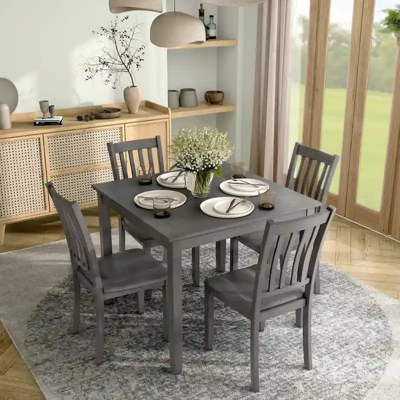 Denhour DH Basic Traditional Solid Wood 5-Piece Dining Set - image 17