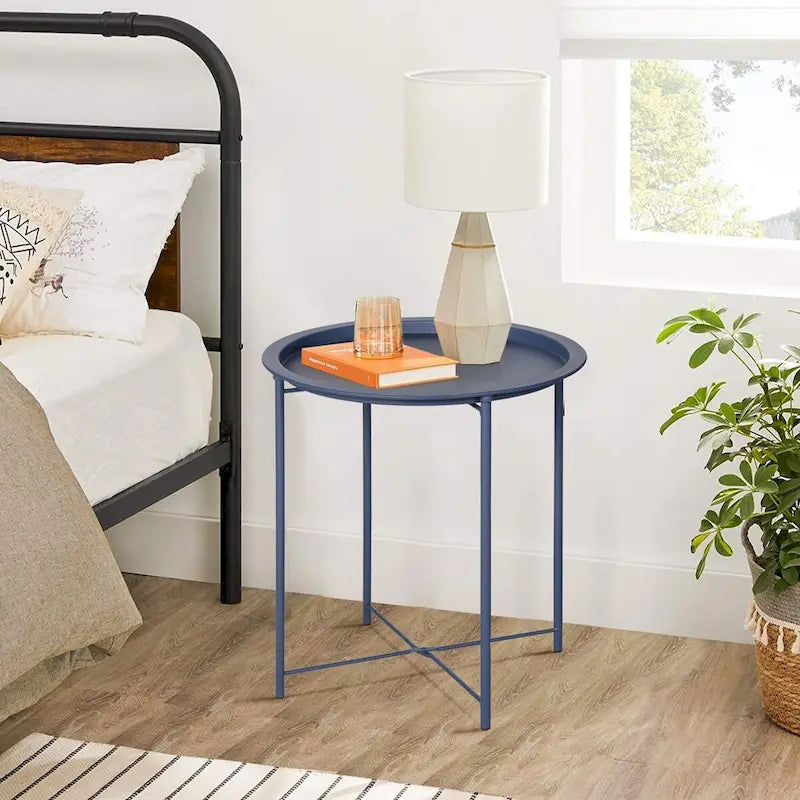 Javlergo Set of 2 Folding Round Steel TV Tray Tables - Compact Side Tables, No Assembly Needed - Dimensions: 18.5 x 18.5 x 19.7 in - image 19