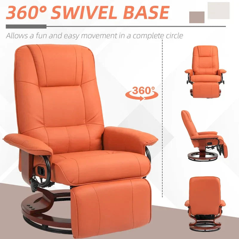 HomCom Faux Leather Adjustable Manual Swivel Base Recliner Chair with Comfortable and Relaxing Footrest - image 37