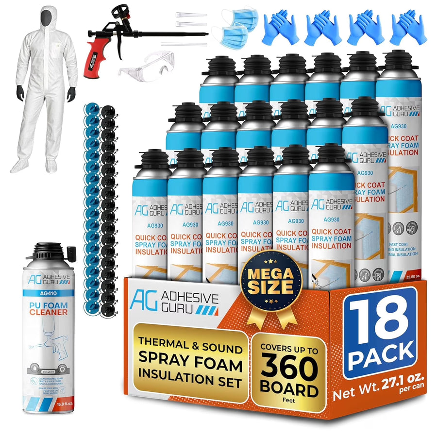 Adhesive Guru Spray Foam Insulation Kit (18 x 32.80 oz/930 Gr - 360 Board Feet), Self - Expanding Adhesive Foam - image 1