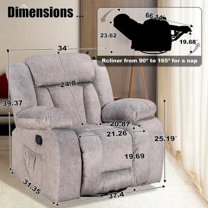 Upholstered Recliner with Rocking and Swiveling Features - image 28