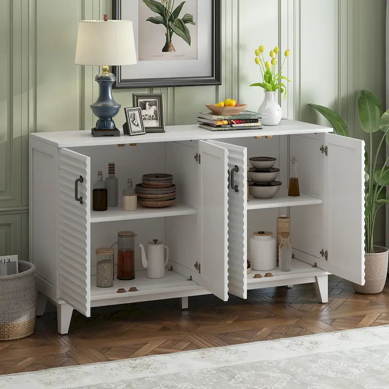 Large 4-Door Sideboard Buffet with Adjustable Shelves for Ample Storage - image 30
