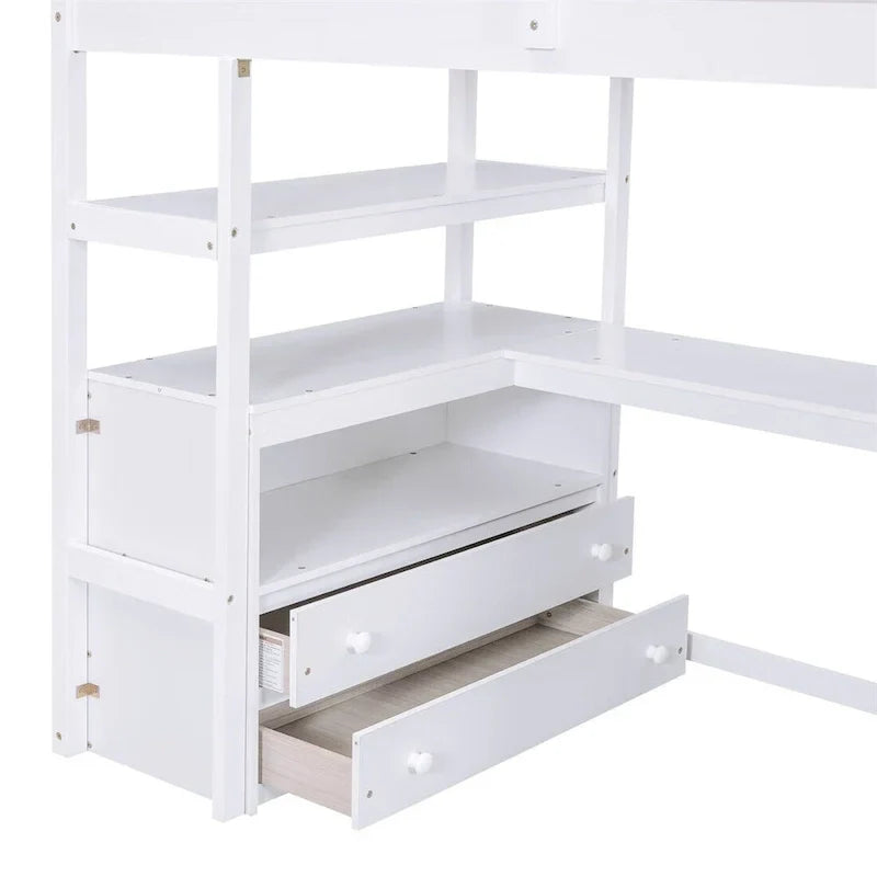 Merax Loft Bed with Integrated Desk and Storage Shelves - image 4