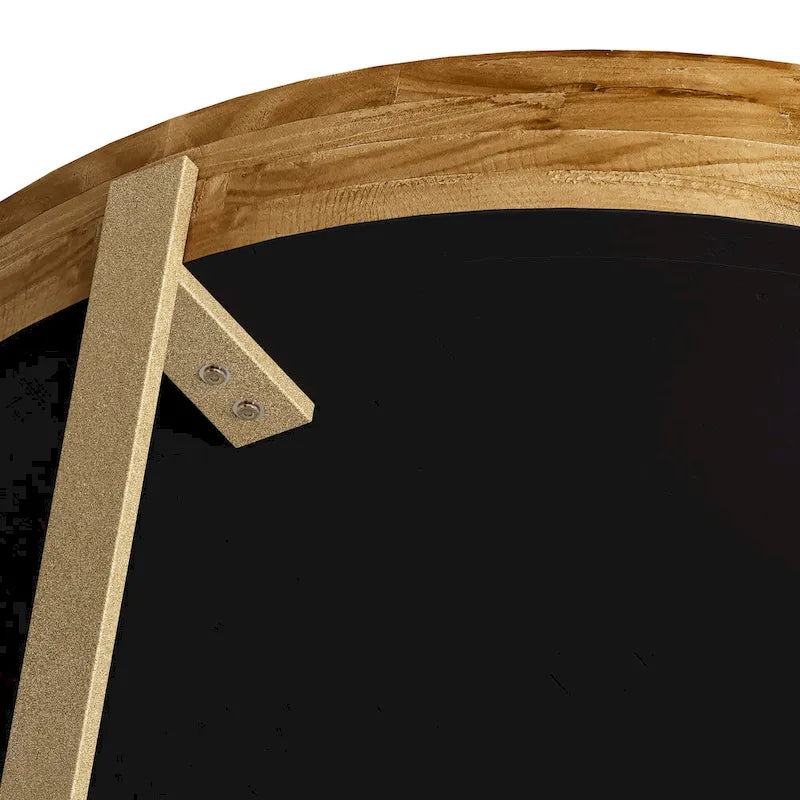 33.86" Modern Retro Round Coffee Table with Cross-Leg Base and Wooden Splicing Design - image 13