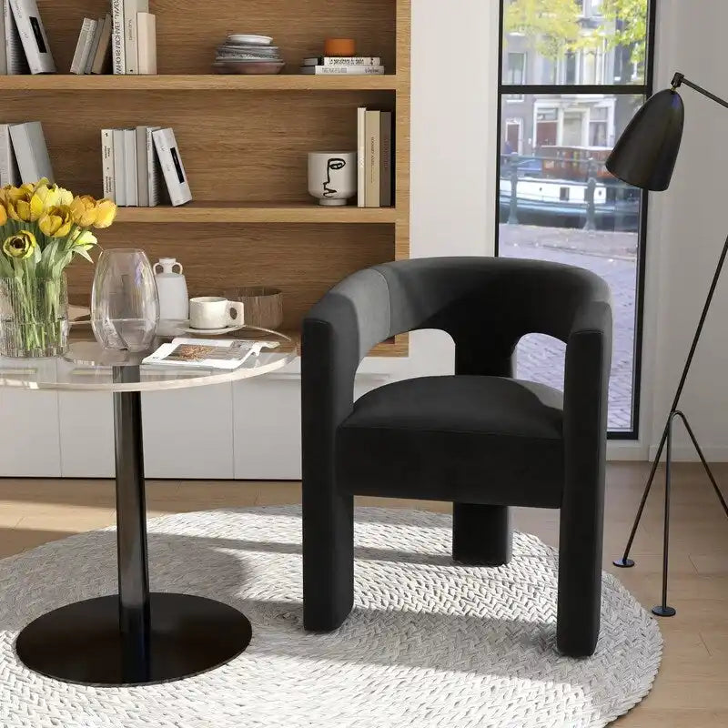 SEYNAR Contemporary Glam Velvet Dining Chair with Open-Back Design - image 4