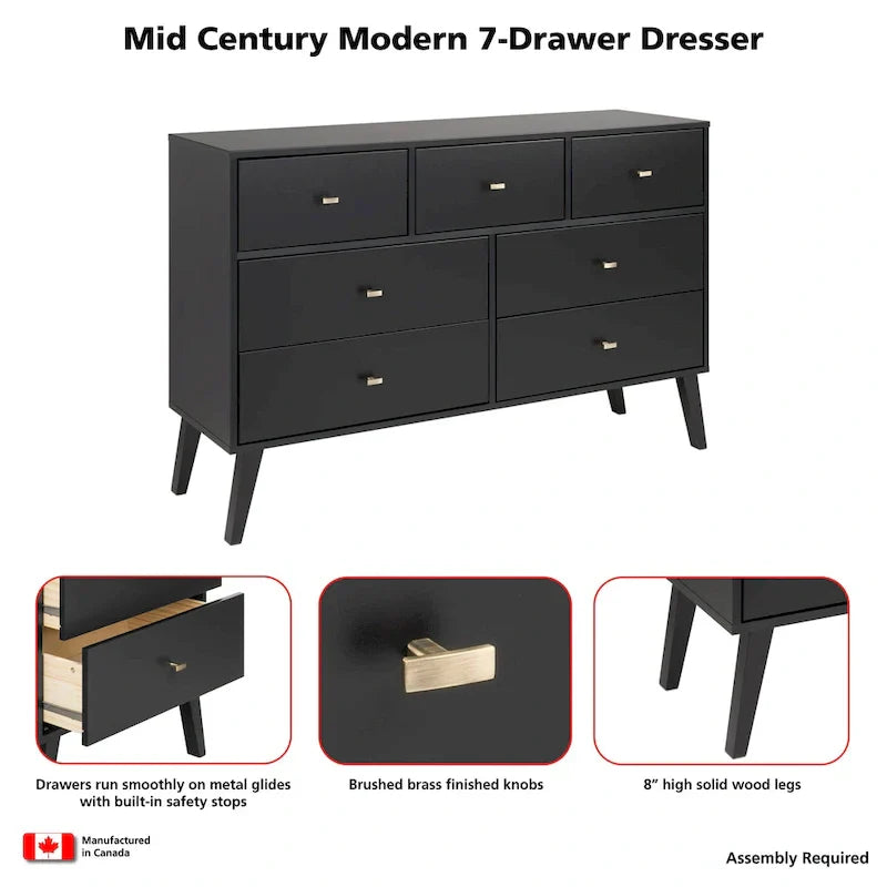 Prepac Milo 7-Drawer Dresser in Mid-Century Modern Style - image 6
