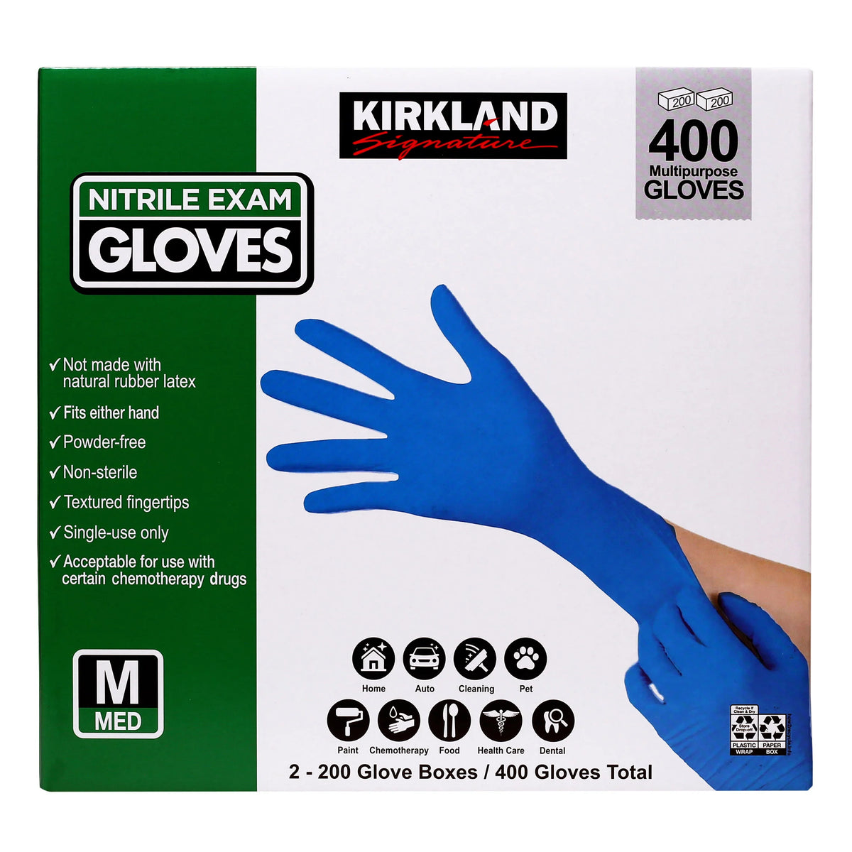 Kirkland Signature Nitrile Exam Gloves, 400-count, Size Medium - image 1