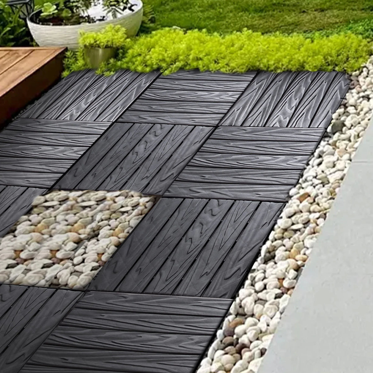 76 - Pack Plastic Interlocking Deck Tiles - 68.80 Sq.ft Outdoor Plastic Flooring Super Durable & Waterproof All - image 2
