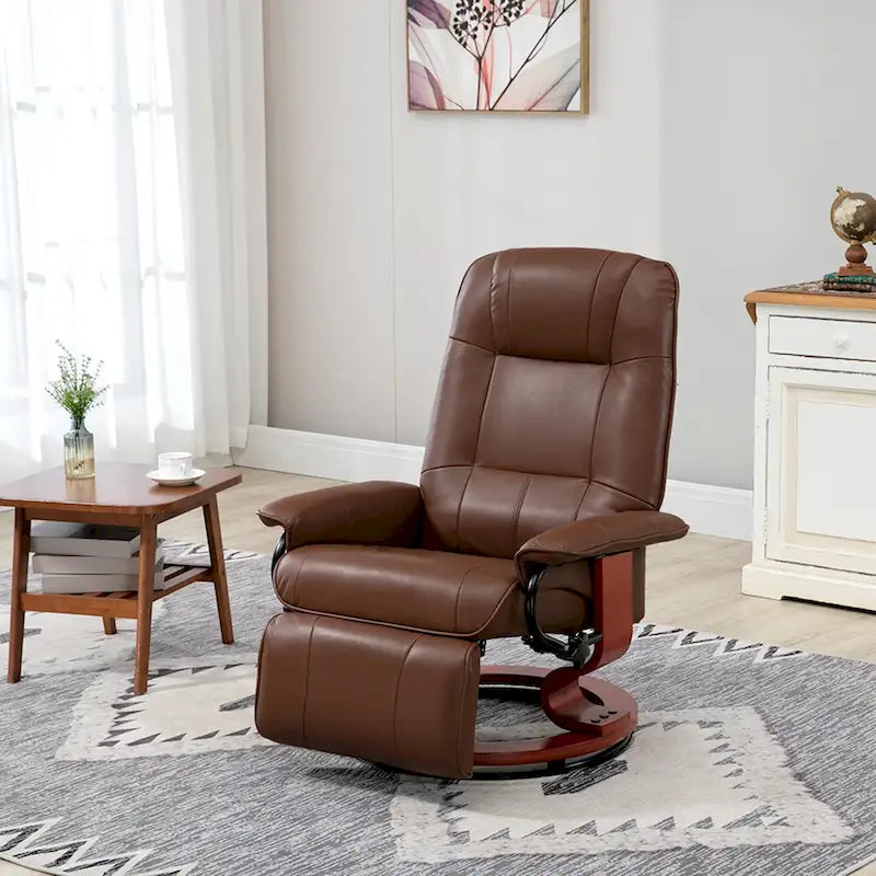 HomCom Faux Leather Adjustable Manual Swivel Base Recliner Chair with Comfortable and Relaxing Footrest - image 4