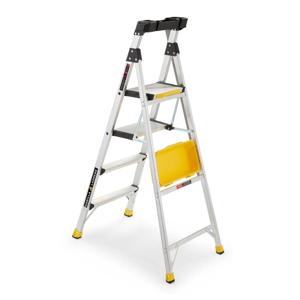 Gorilla Ladders Removable Dual Platform Heavy Duty Ladder with Project Bucket, 5.5 Ft, Aluminum, Multicolor - image 9