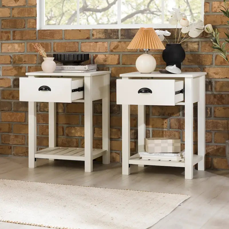 Set of 2 Middlebrook Farmhouse Nightstands with One Drawer - image 17