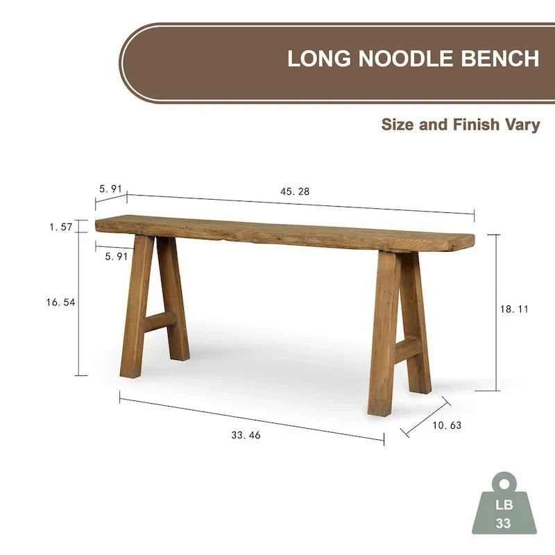 Artissance 43L Natural Wood Small Noodle Bench for Indoor and Outdoor Use - Perfect for Entryways, Hallways, and Patios - image 2