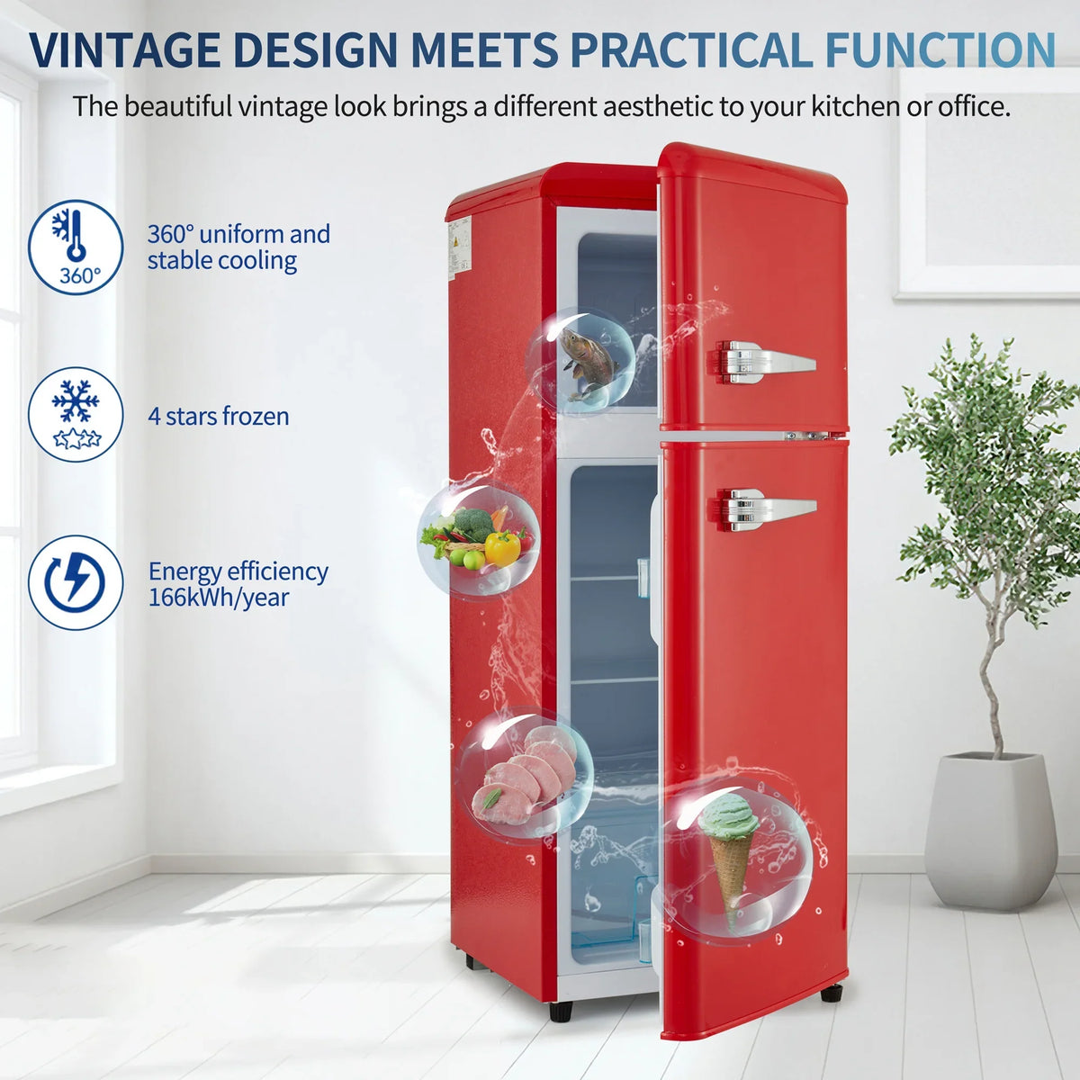 Harper & Bright Designs Double Door Mini Fridge with Freezer, 3.2 Cu.Ft Compact Refrigerator with Adjustable Shelf, Adjustable Thermostat and Reversible Door for Bedroom, Dorm, Home Office, White - image 39
