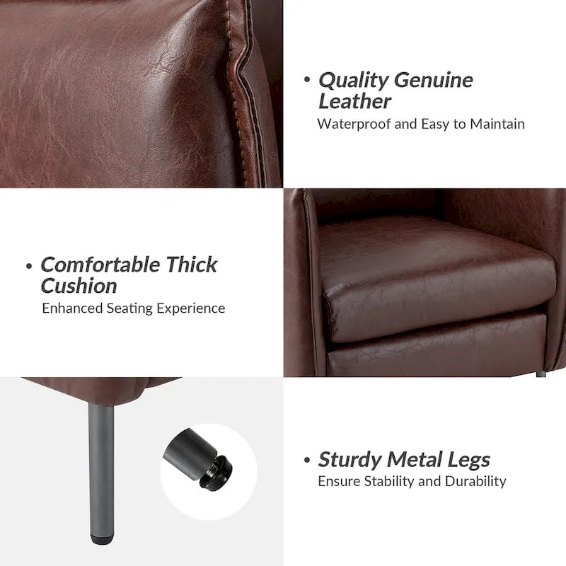 Set of 2 Jaime Modern Vegan Leather Accent Chairs with Metal Legs by HULALA HOME - image 20