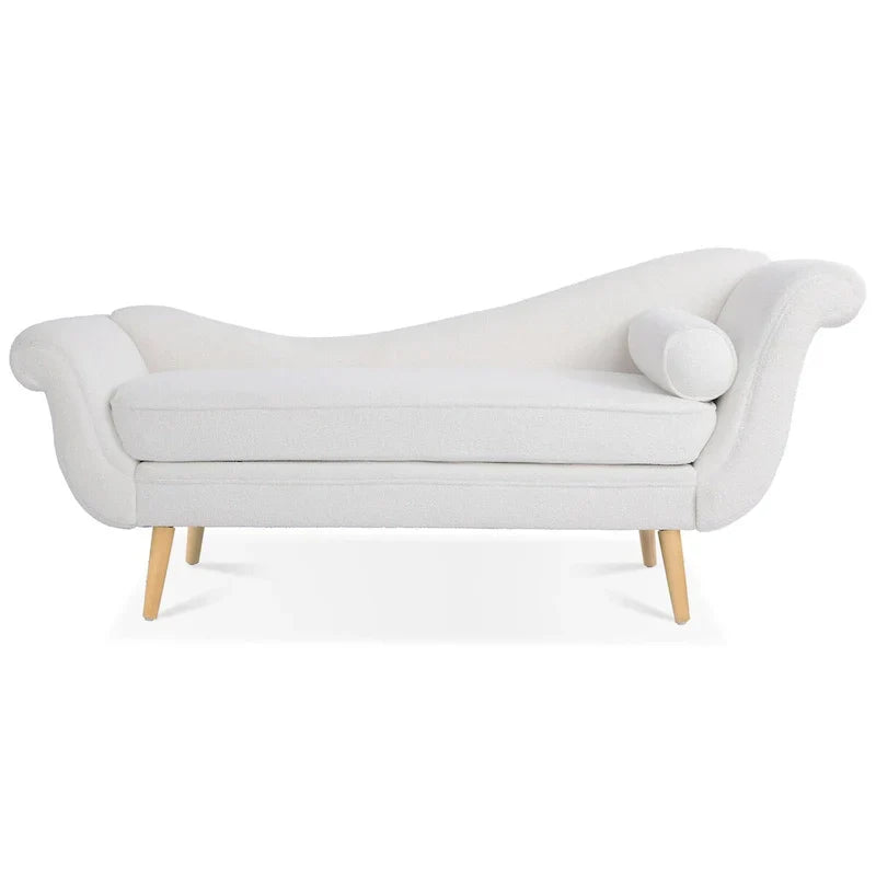 Upholstered Indoor Chaise Lounge Chair with Scroll Arms, Reclining Feature, Rolled Accent Pillow, and Sturdy Solid Wood Legs - image 26