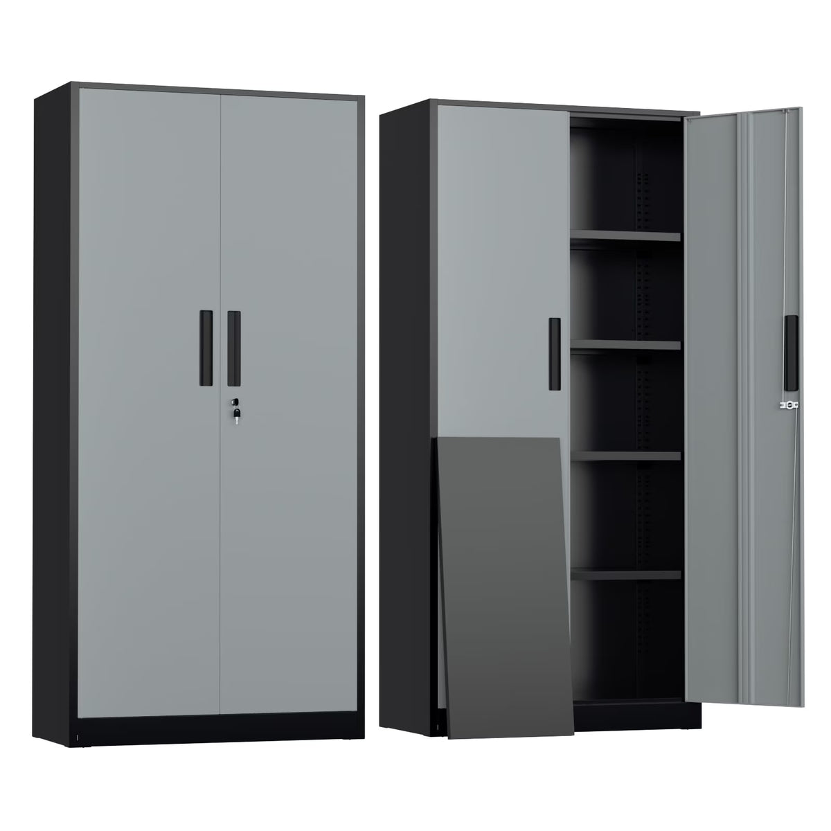 SOLAURA 71" Metal Garage Storage Cabinet with Locking Doors and Adjustable Shelves for Home, Office(Black) - image 8