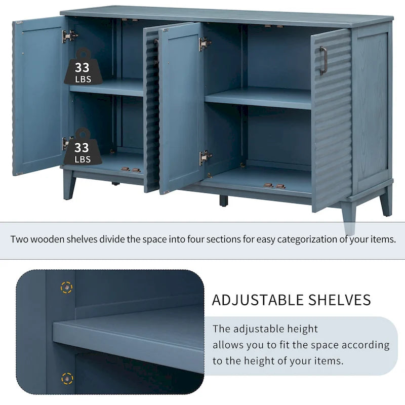 Large 4-Door Sideboard Buffet with Adjustable Shelves for Ample Storage - image 26