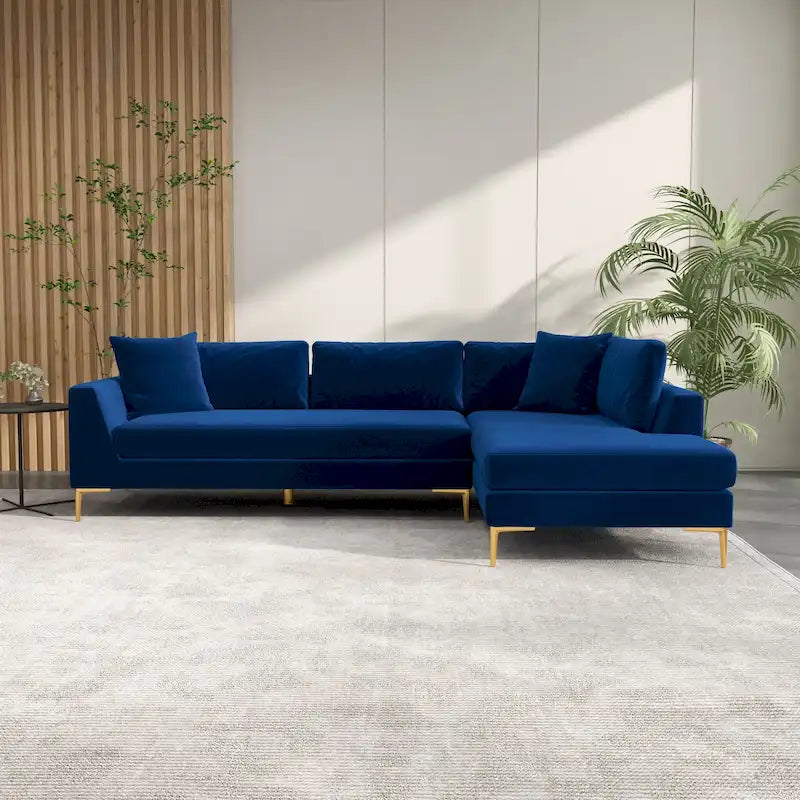 Mae Velvet Corner Sectional Sofa in Mid-Century Modern Style - image 2