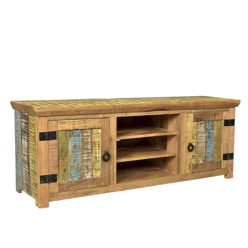 Handcrafted Solid Mango Wood TV Console from India - 60" x 18" x 22" - image 1