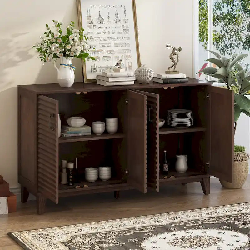 Large 4-Door Sideboard Buffet with Adjustable Shelves for Ample Storage - image 16