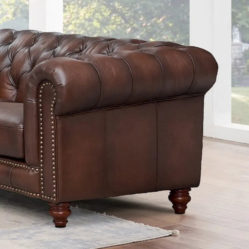 Hydeline Alton Bay Top Grain Leather Chesterfield Sofa and Loveseat Set - image 5
