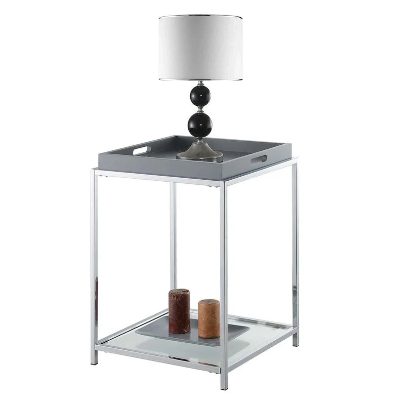 Palm Beach End Table with Shelf and Detachable Trays by Convenience Concepts - image 9