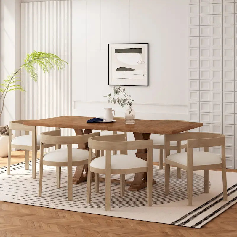 Christopher Knight Home 7-Piece Dining Set with Hudson Fabric and Wood - image 2
