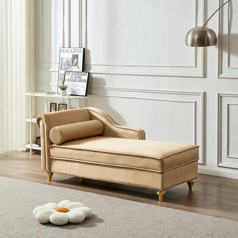 Contemporary Velvet Chaise Lounge Chair with Storage - image 4