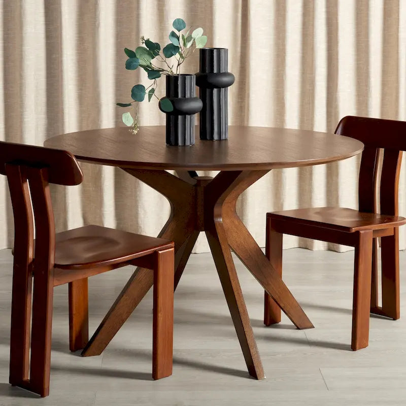 Round Dining Table with Wooden Base for Kitchen and Dining Room - image 2