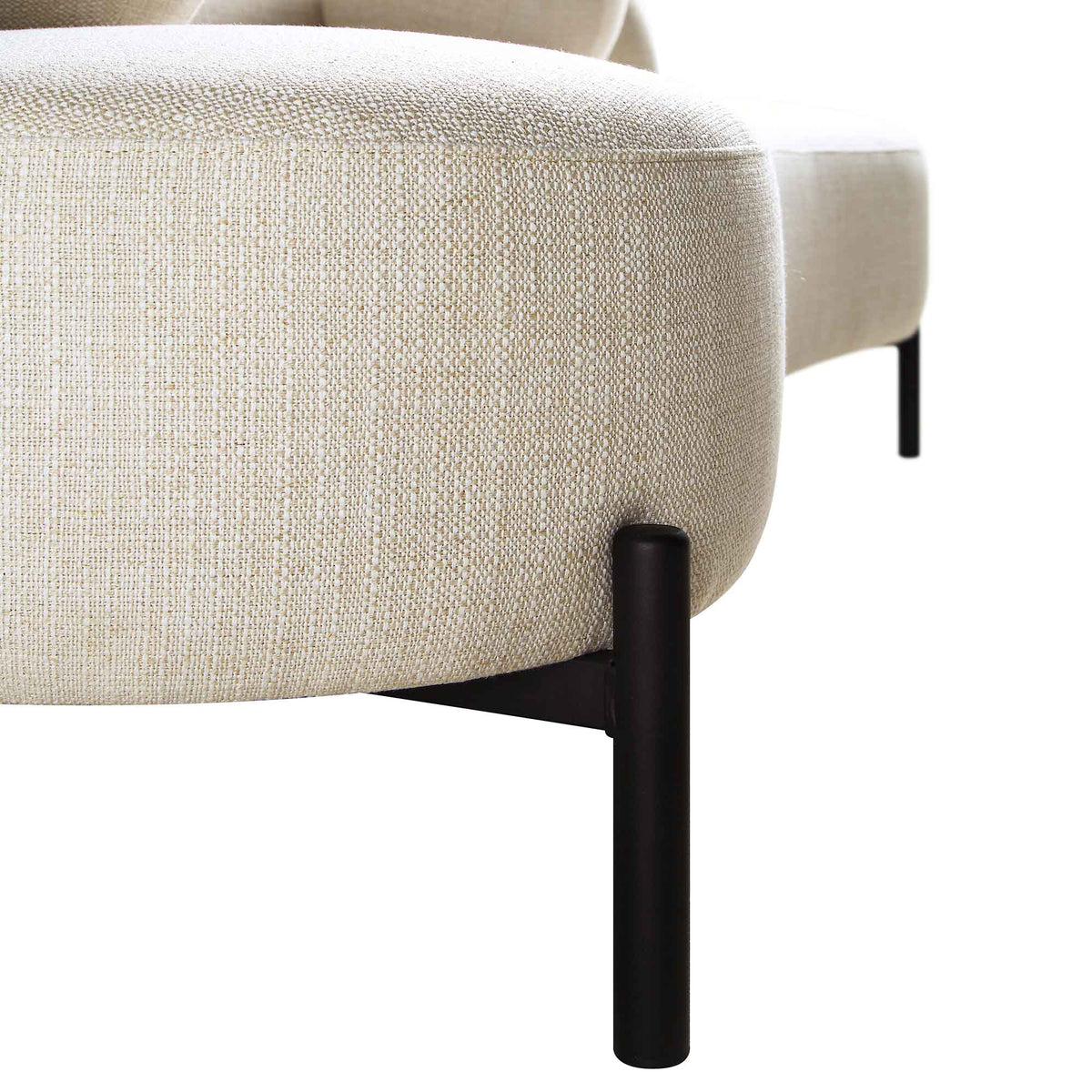 3-Seater Curved Sofa with Ball Cushions, Beige Linen Blend - image 15
