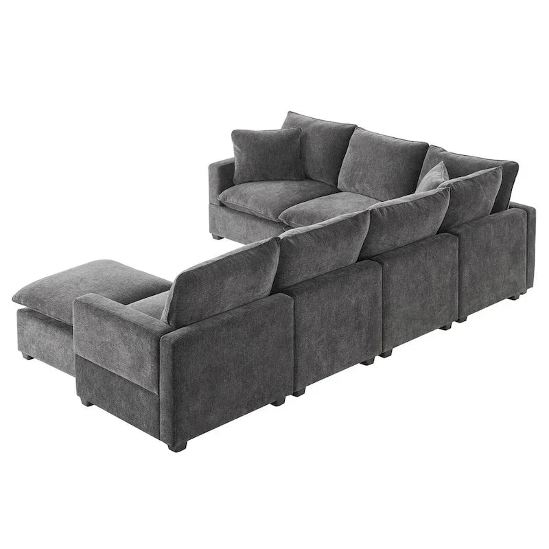 Nestfair Contemporary U-Shaped Modular Sofa Set - 7-Seater Chenille Sectional Couch with 2 Included Pillows - image 5