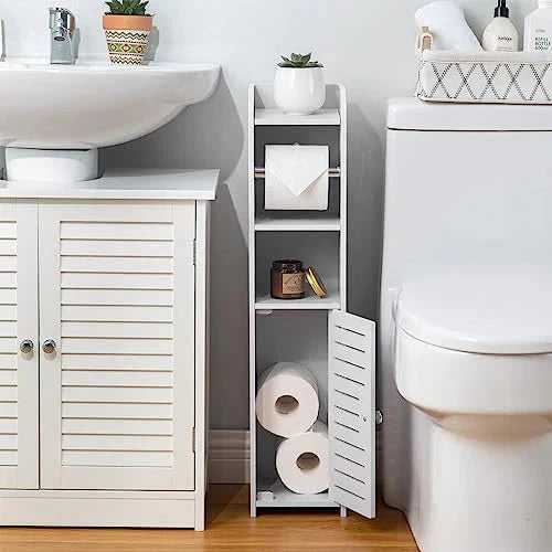 Toilet Paper Holder Stand, Storage Cabinet Beside Toilet for Small Space Bathroom - image 5