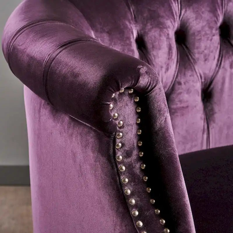 Milani Velvet Tufted Scroll Arm Loveseat by Christopher Knight Home - image 14