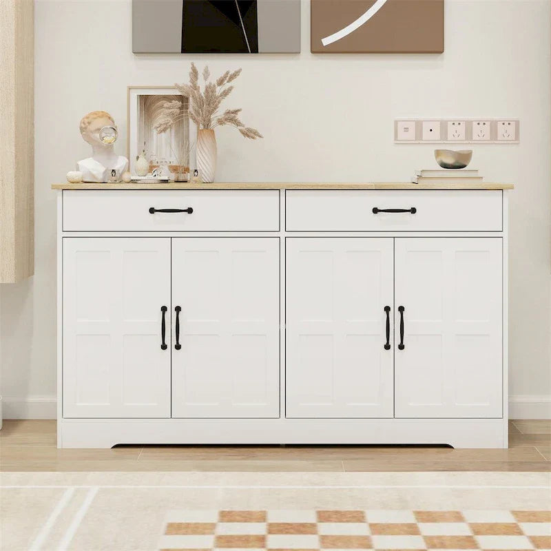 Rustic Farmhouse Sideboard Buffet Cabinet with 2 Drawers and 4 Doors for Storage - image 1
