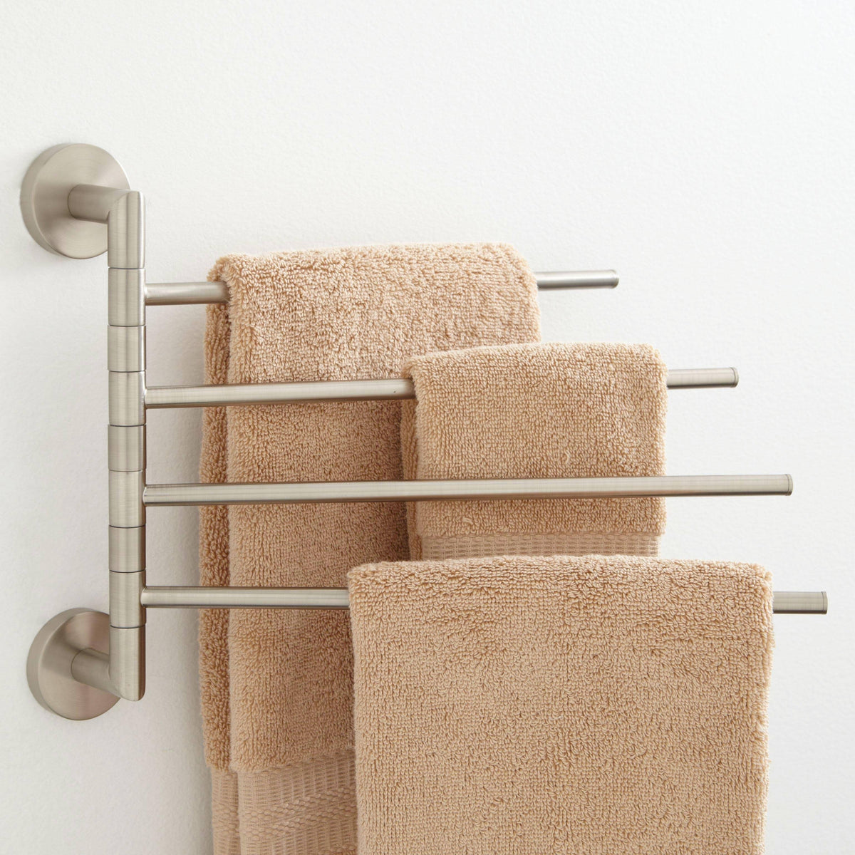 Signature Hardware 921736 Colvin Four Swing Arm Brass Towel Bar - Nickel, Silver - image 1