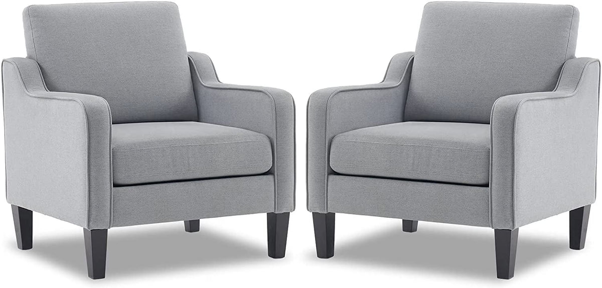 VINGLI Mid-Century Accent Chairs, Upholstered Linen Armchairs for Living Room/Bedroom, Beige (Set of 2) - image 5