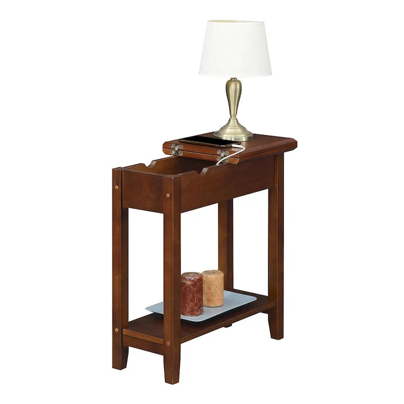 American Heritage Flip Top End Table with Charging Station and Shelf by Convenience Concepts - image 7