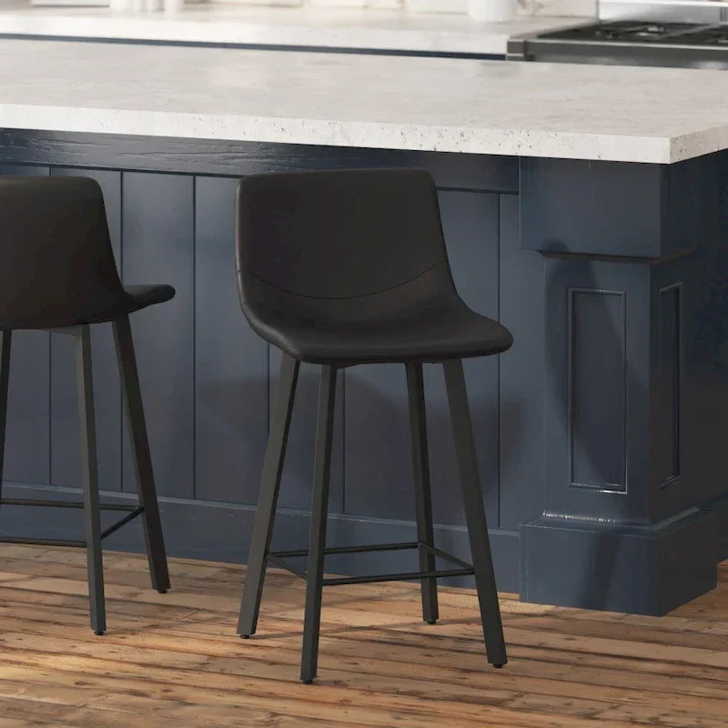 Pair of Armless Upholstered Metal Counter Stools - image 1
