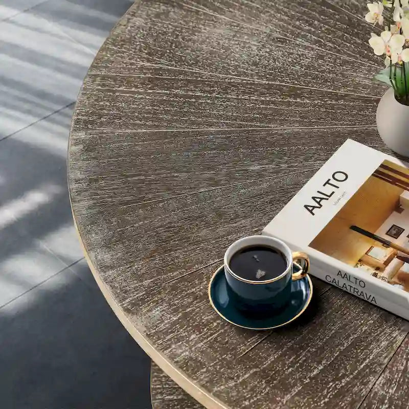 Two-Tier Round Coffee Table with Storage - image 28
